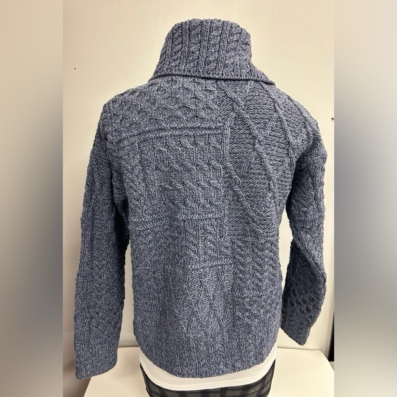 IRISH PATCHWORK CARDIGAN WITH COLLAR IN 100SOFT MARINO WOOL SIZE MEDIUM - Picture 6 of 11